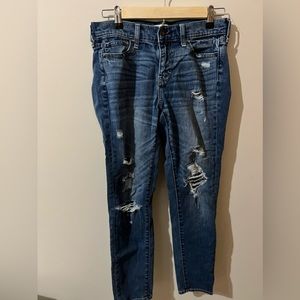 Abercrombie & Fitch medium wash distressed ripped jeans